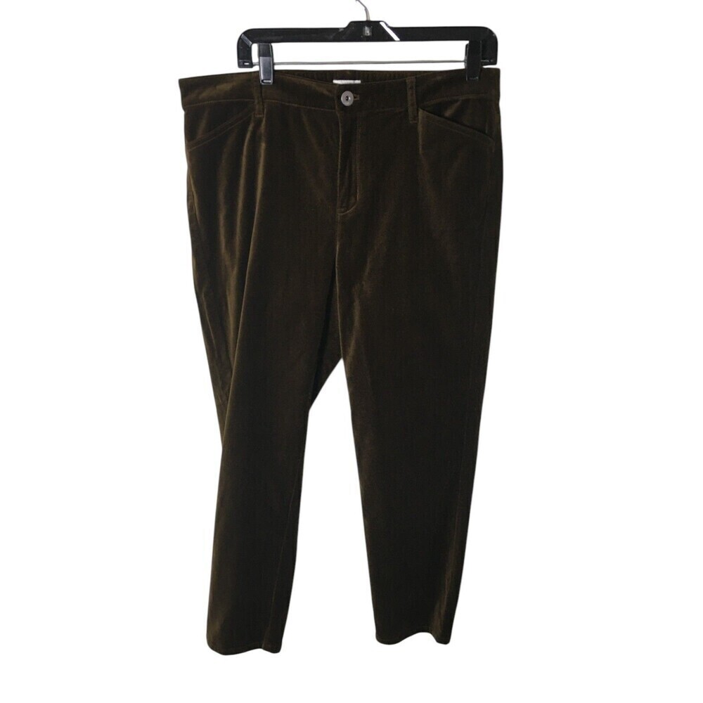 J Jill Pants Women's Size 16 Petite Deep Olive Cotton Blend Velvet Stretch